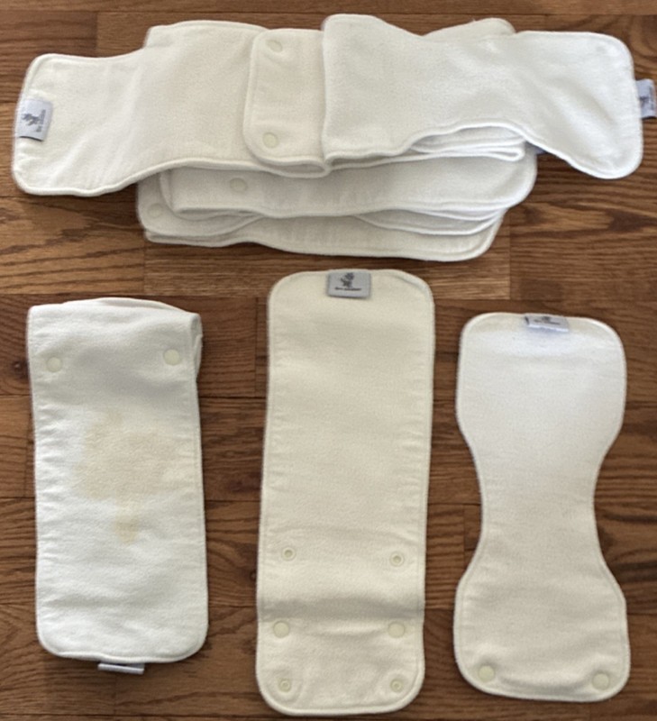 12 Rumparooz 6r Soaker diaper Inserts White Bamboo Organic Cotton, One Size