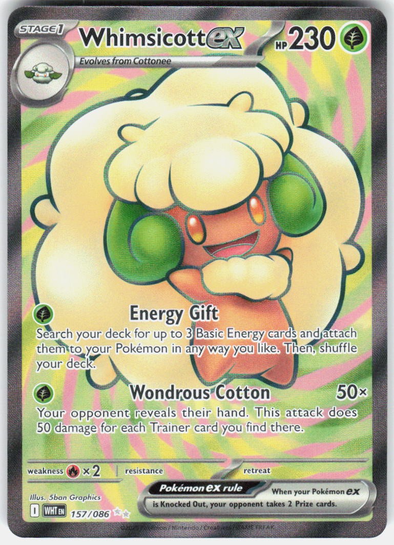 Whimsicott ex 157/086 Holo Ultra Rare White Flare Pokemon