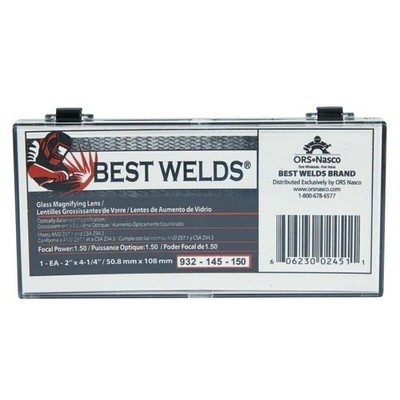 Best Welds Glass Magnifier Plate, 2 in x 4-1/4 in, 1.5 Diopter, Clear