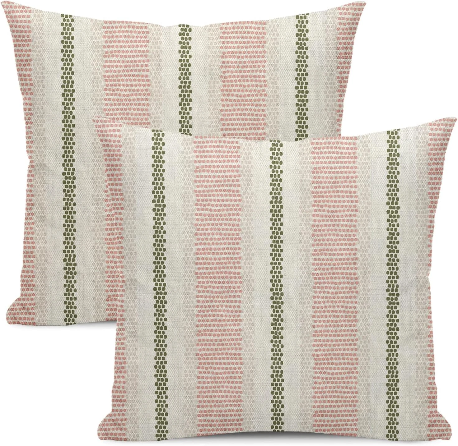 Boho Pillow Covers 24X24 Set of 2 Sage Green Pink Stripe Polka Dot Throw Pillow