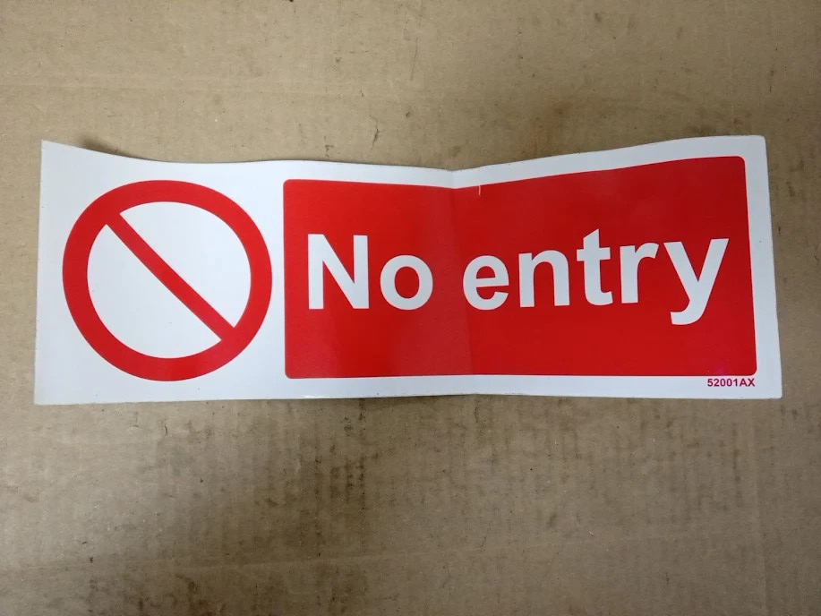 VSafety No Entry Prohibition Sign Landscape  300mm 100mm Self Adhesive Vinyl