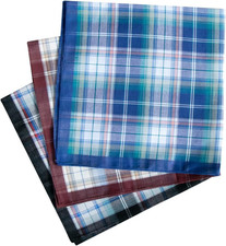 Mens 100 Cotton Handkerchiefs Soft Plaid Pocket Squares Set, Gift for Men