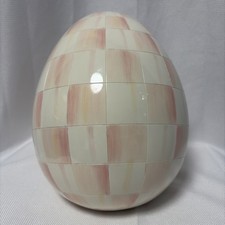10  Tall MacKenzie-Childs Rosy Check Pink  White Egg - New