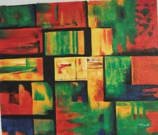 Hand painted and signed abstract colored art OIL PAINTING ON CANVAS, 20" x 24"