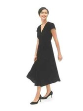Gap True Black Velvet Midi Wrap Dress #519602 NWT! 4