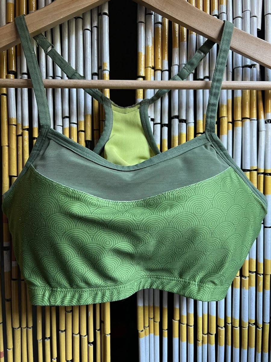 Moving Comfort Green Spirals Sports Bra Size Small 32AB-34A