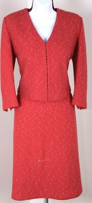 ST.JOHN Womens  Knit Tweed Red White Jacket & NWT Skirt Sz 8