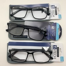 "3 PAIR' Foster Grant TI200 BLK TI TECH  2.00 Reading READERS Glasses