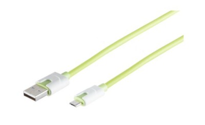 USB-Ladekabel A Stecker auf Micro B, grün, 0,3m