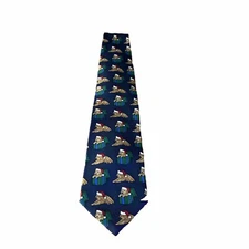 Mark Alexander Pure Silk Tie Mens Classic Blue Christmas Puppy Designer