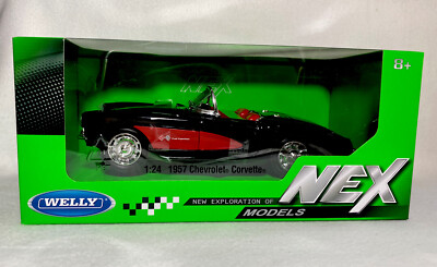 1957 Chevrolet Corvette Convertible Black Red 24 Model Car - Main Image