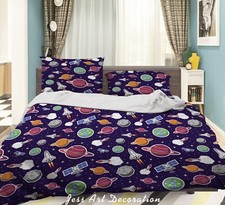3D Planet Rocket Pattern Kids Quilt Cover Set Duvet Cover Bedding Pillowcases