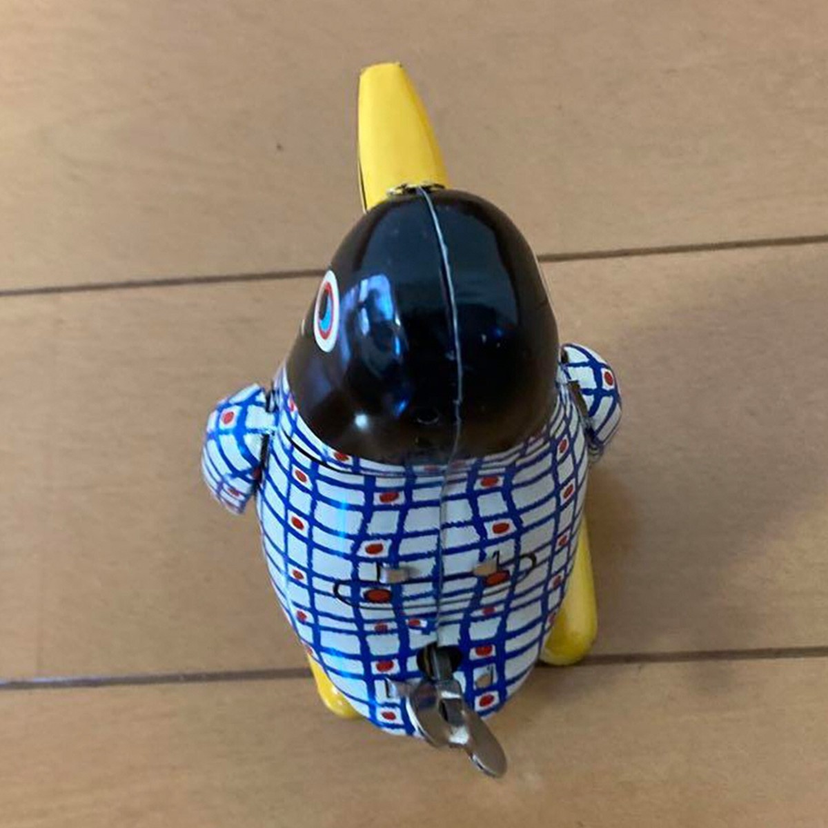 その他 [penguin] WALKING PENGUIN WIND-UP Tin Toy 12cm 4.7in Checked Tuxedo