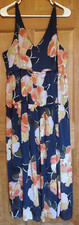Maurices Maxi Sun Dress Size 1X Floral Tiered Blue Orange Sleeveless Vacation