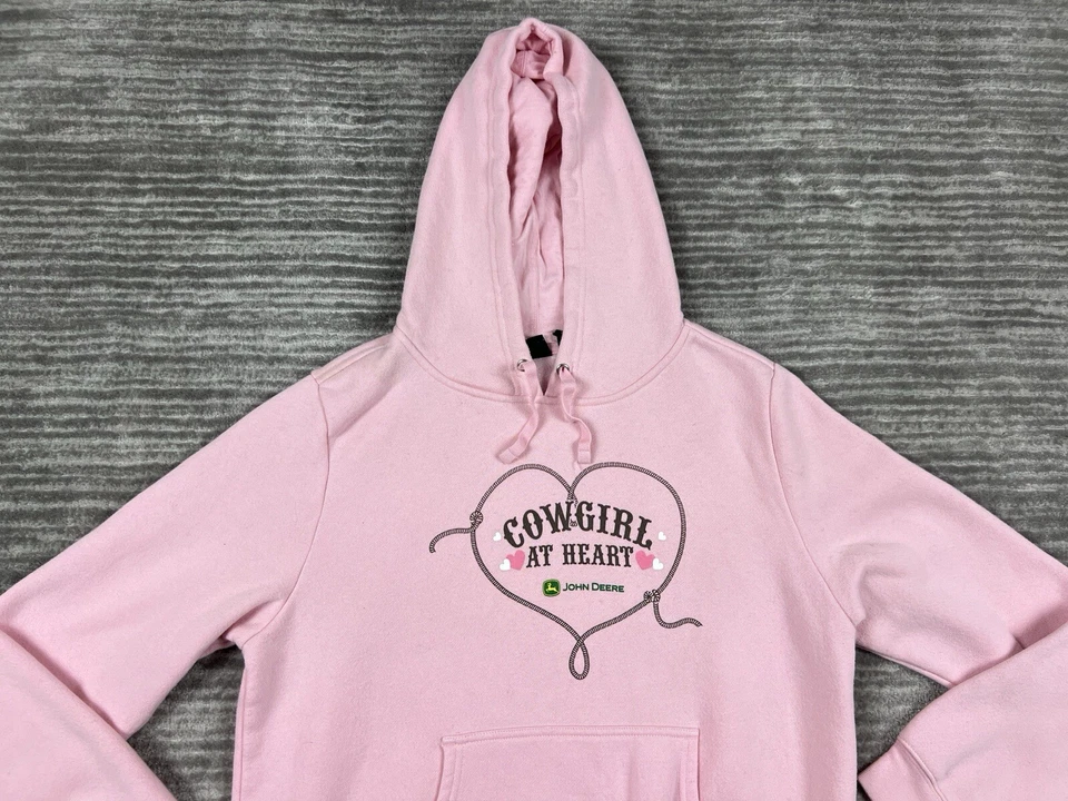 John Deere Hoodie Juniors Large 11/13 Pink Cowgirl at Heart Sweatshirt  Casual - Image 2 of 4