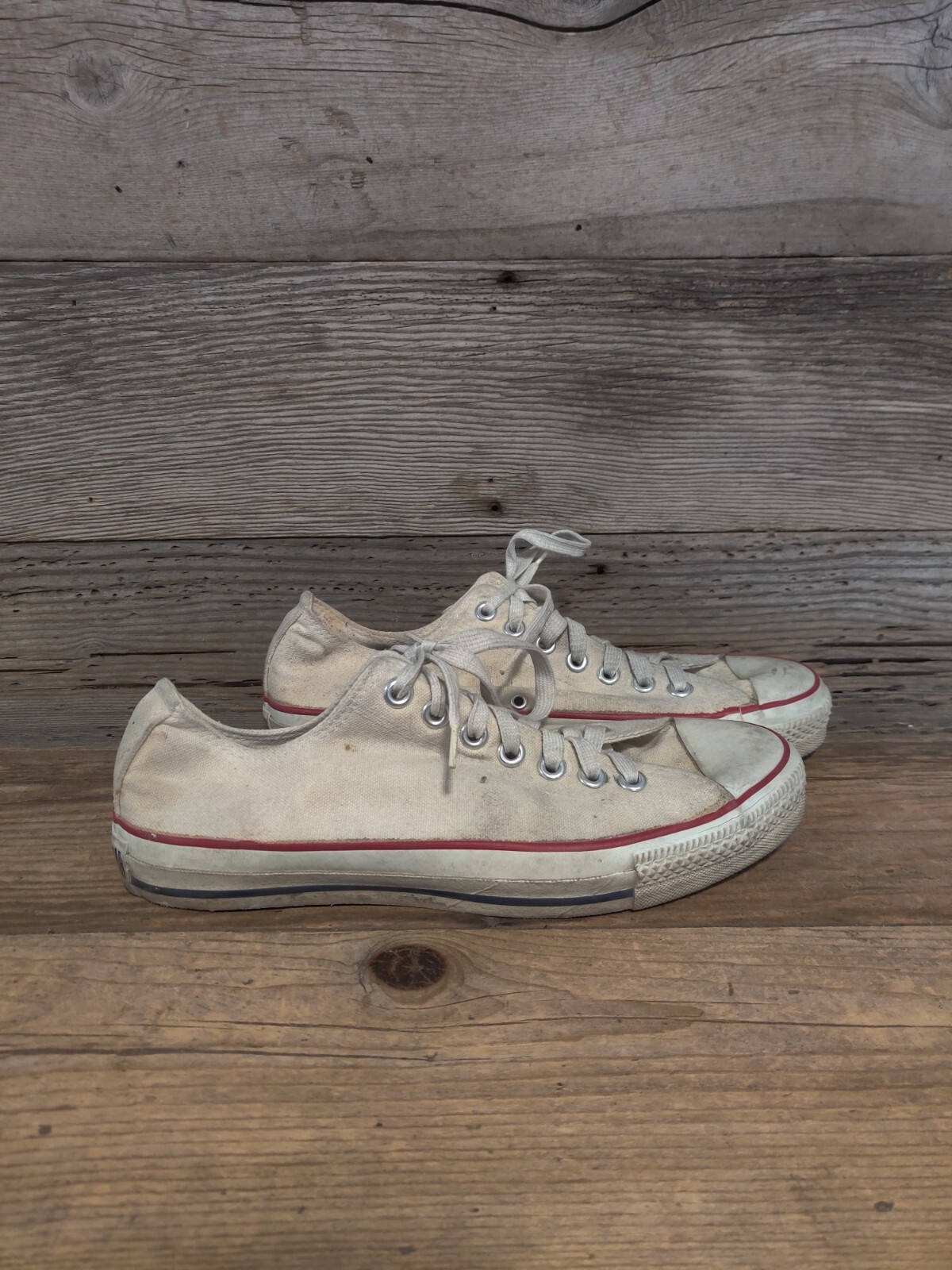 VINTAGE CONVERSE ALL STAR MENS WHITE CANVAS SHOES MADE IN USA sz