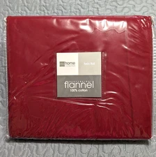JC Penney Twin Flat Flannel Sheet Red Garnet Cotton Made in Turkmenistan NWT