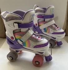 Sulifeel Rainbow Unicorn Roller Skates, Light Up, Adjustable Size Med 1.5-5