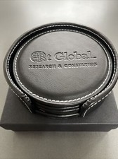 Bonded Leather Coaster Set With Holder