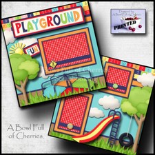 PLAYGROUND PARK play boy girl 2 premade scrapbook pages 12X12 prints CHERRY 0301