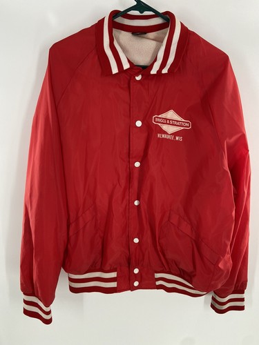 Chaqueta de bombardero vintage Briggs & Stratton Aristo Jac roja de nailon suéter puño XL