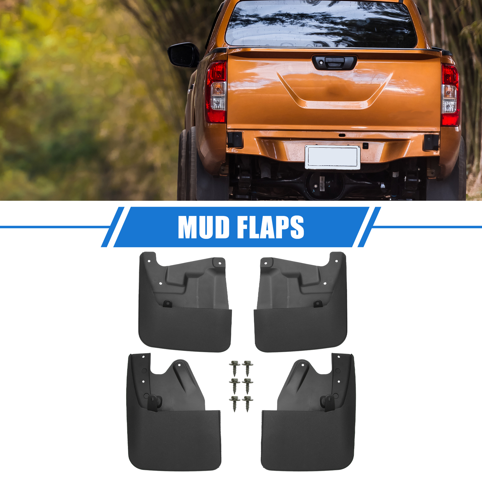 Mud Flaps Kit for Toyota Tundra 2022-2023 Black Front and Rear Splash Guards-image