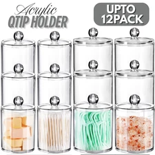 Qtip  Holder Storage Dispenser Apothecary Clear Plastic Acrylic Jar for Bathroom