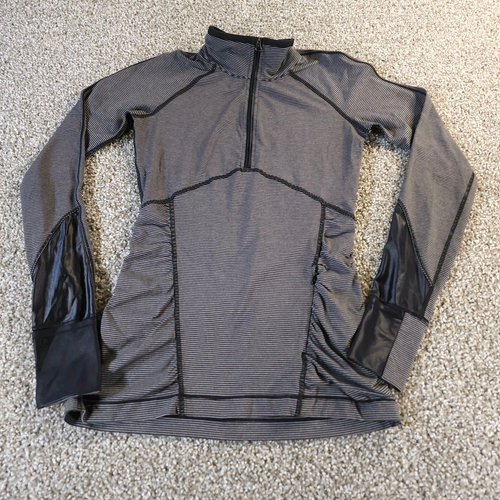Lululemon Kriss Cross 1/2 Half Zip Size 4 Tonka Stripe Black Heather Luxtreme