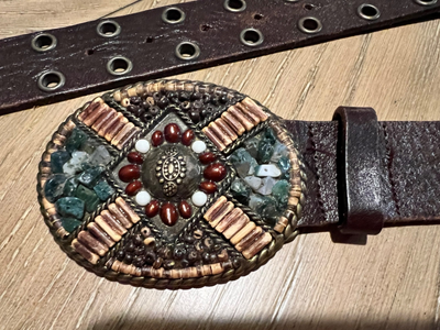 VTG Cabi Brown Leather Belt Size 36 Double Grommets Large  display picture 2