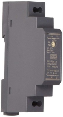MEAN WELL Netzteil 12W 5V 2,4A ; MeanWell HDR-15-5 ; DIN-Rail Trafo, Schwarz