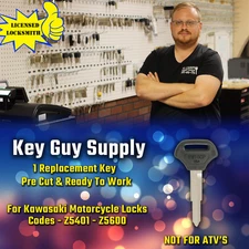 Z5401-Z5600 KEY. For Kawasaki motorcycle, cut to your code, Licensed Locksmith.