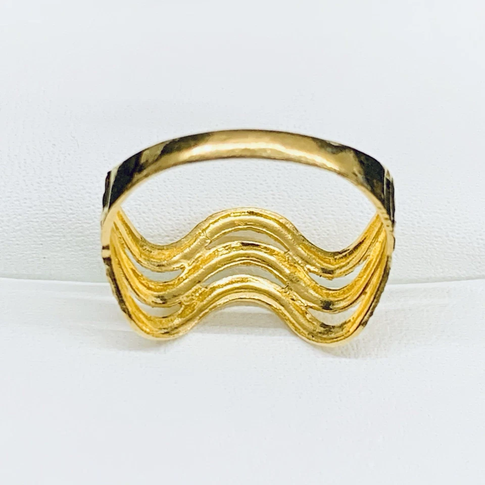 22k 916 Yellow Gold Diamond Cut Crown Waves Engagement Wedding Ring Band Size 8 - Image 3 of 4