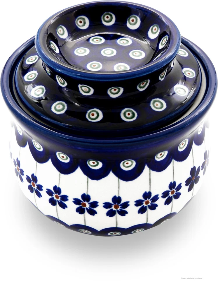 Original Bunzlauer Keramik Butterdose mit Wasserkühlung für 175g Butter Dek 166a - Bild 4 von 4