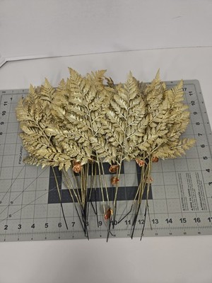 Lot of 25 Vintage Kirk Gold Fern Picks Floral Sprays Holiday Craft Decorations