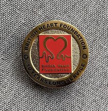 British Heart Foundation BHF Charity 10 Years Pin Badge Brooch