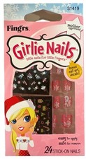 Little Fingr's GIRLIE NAILS #31419 24 Stick-On Nails & Stickers SNOWFLAKES+CANES