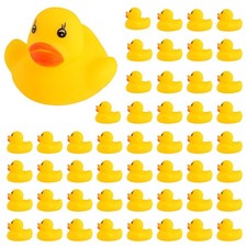 JTTJDB 50-Pieces Float Squeak Mini Rubber Duck Baby Bath Small, Yellow