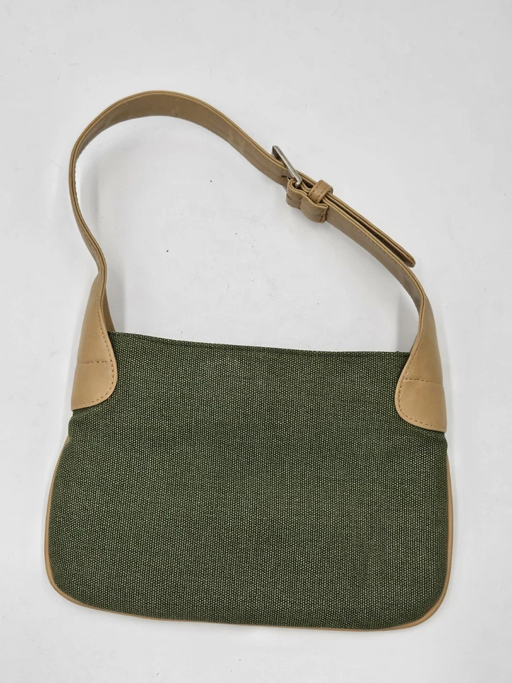 Bolso sin asas de algodón United Colors Of Benetton verde con ribete tostado Foto 2 de 4