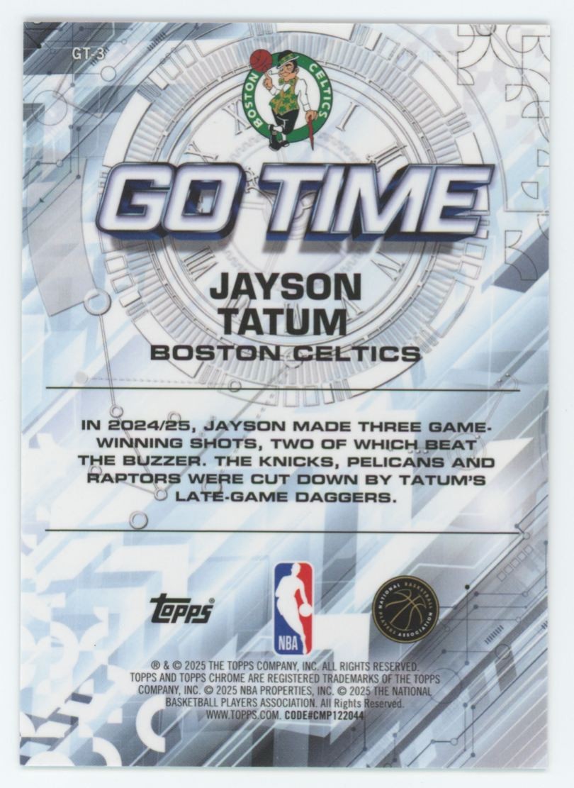 2025-26 Topps Chrome Go Time Jayson Tatum Boston Celtics #GT3 | eBay