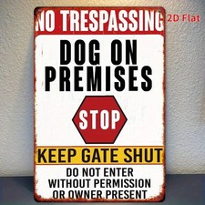 Vintage No Trespassing Dog on Premises Tin Metal Signs Home D cor 8x12