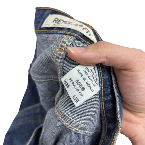 Levis 505 Jeans W36 L29 Mens Dark Blue Regular Straight Fit Vintage Denim - Picture 7 of 7