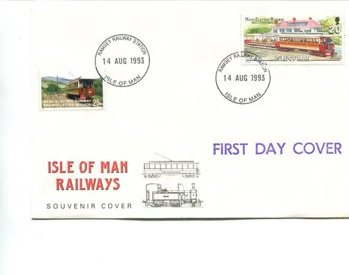 Isle of Man 1993 Railway Letter Stamp FDC, cancelled Ramsey Station