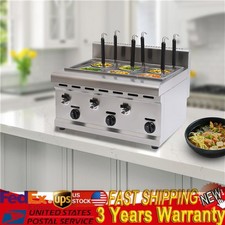 Commercial Pasta Cooking Machine Noodle Boiler 6 Holes Pasta Maker 3 Gas Knobs