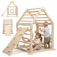 Mamabrum Kletterspielhaus FüR InnenräUme Aus Holz Mit Rutsche Und Kletternetz