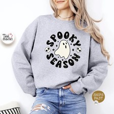 Spooky Season Cute Ghost Sweatshirt Halloween Fall Autumn