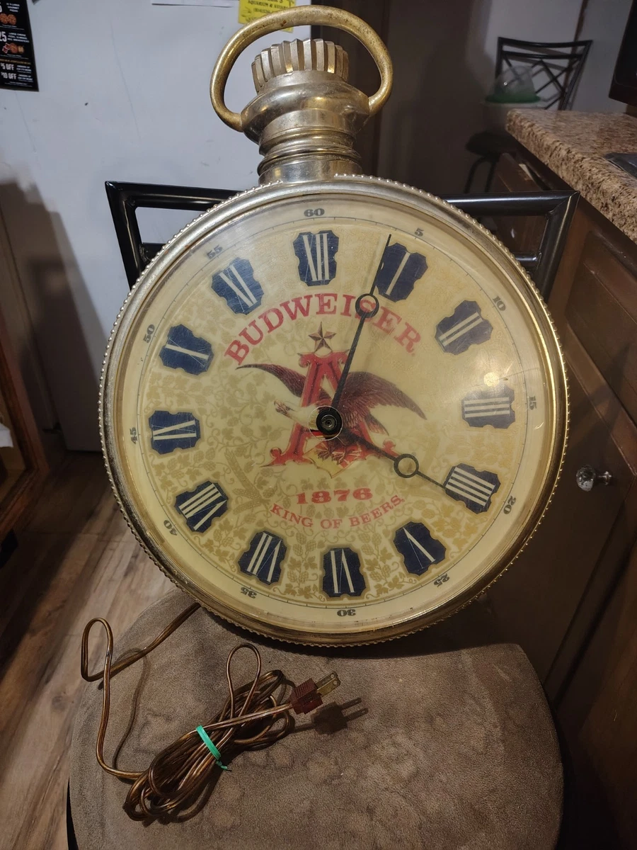 Vintage Beer Sign Clock In Collectible Budweiser Signs & Tins for