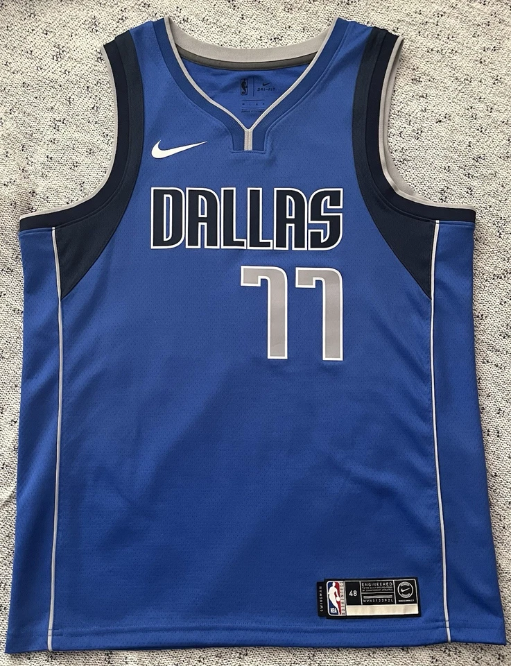 Two 48LG Dallas Mavericks Luka Doncic Nike Jerseys. Two Colors Blue and White - Image 3 of 4
