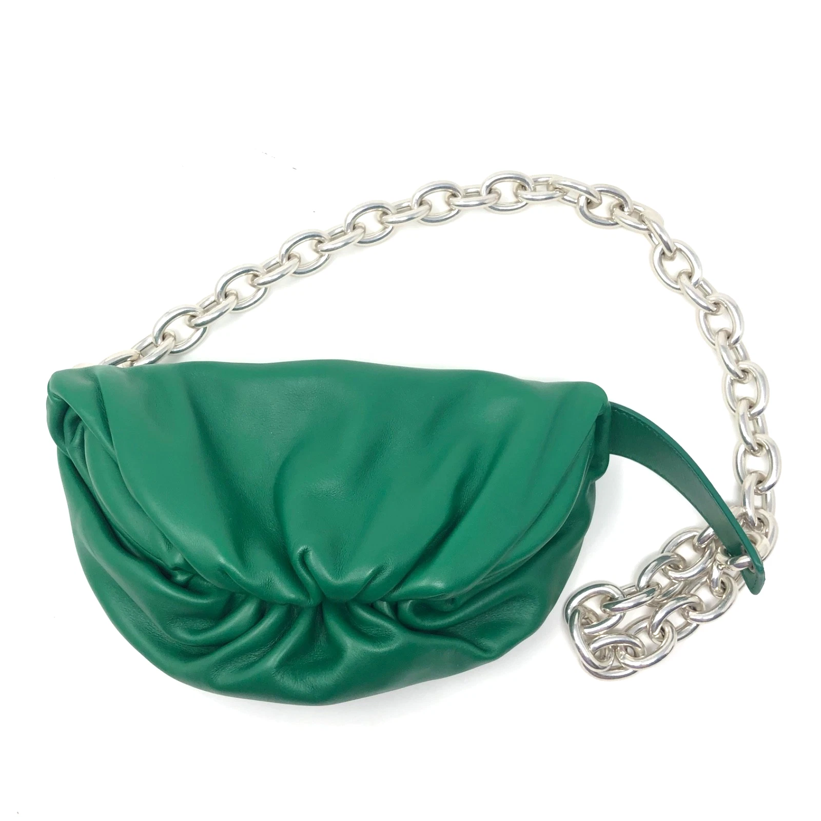 Bottega Veneta — Bottega Veneta Belt Chain Pouch Purse Womens Green Made In Italy Fold Over Party