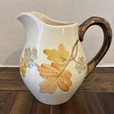Rare — Franciscan Ware Pottery OCTOBER Fall Maple Oak Leaves 6.5” Pitcher