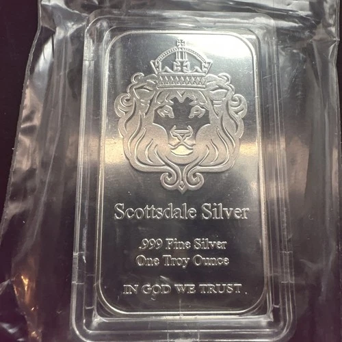 Scottsdale Mint 1 Troy Ounce Silver Bar God We Trust New .9999 Fine In Capsule